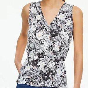 LOFT Floral V-Neck Sleeveless Blouse